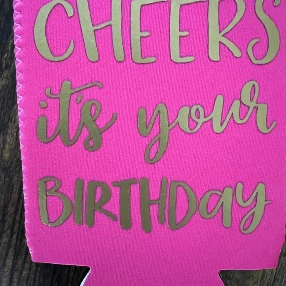 BUNDLE: Juvale “Cheers it’s your birthday” pink can koozies- set of 6 - Picture 4 of 6